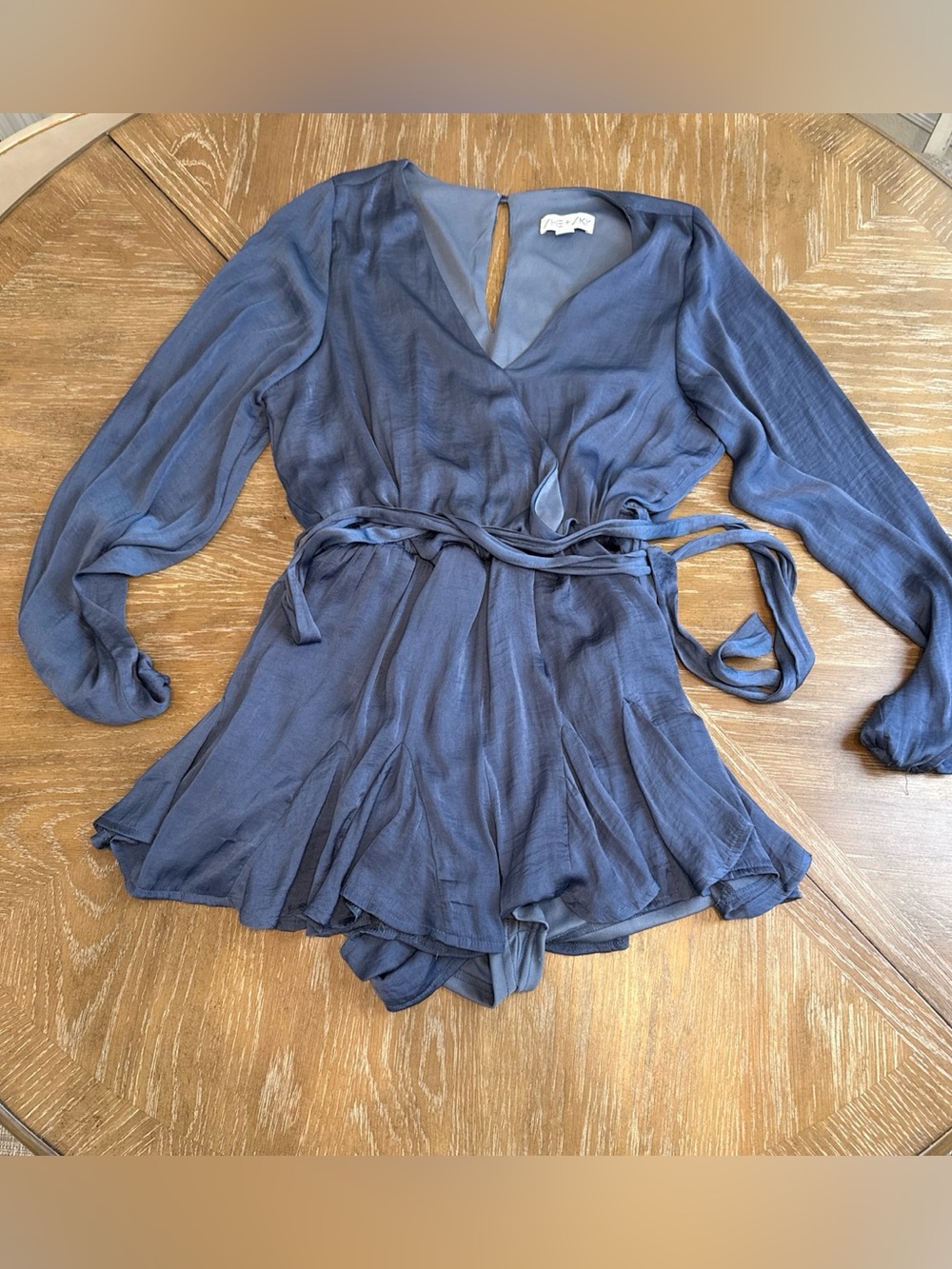 She + Sky Blue Long-Sleeve Romper